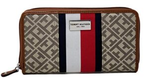 tommy hilfiger women’s logo stripe zip around wallet clutch bag