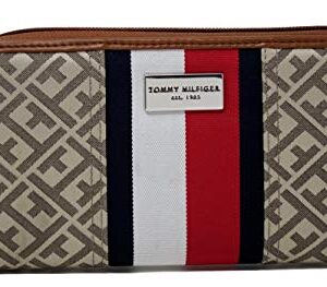 Tommy Hilfiger Women's Logo Stripe Zip Around Wallet Clutch Bag