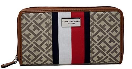 Tommy Hilfiger Women's Logo Stripe Zip Around Wallet Clutch Bag