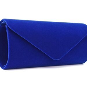 U-Story Women's Evening Wedding Party Velvet Envelope Clutch Bag Tote Purse Handbag (Blue)