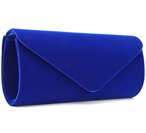 U-Story Women's Evening Wedding Party Velvet Envelope Clutch Bag Tote Purse Handbag (Blue)
