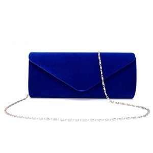 U-Story Women's Evening Wedding Party Velvet Envelope Clutch Bag Tote Purse Handbag (Blue)