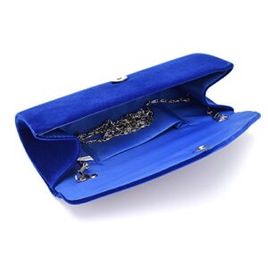 U-Story Women's Evening Wedding Party Velvet Envelope Clutch Bag Tote Purse Handbag (Blue)