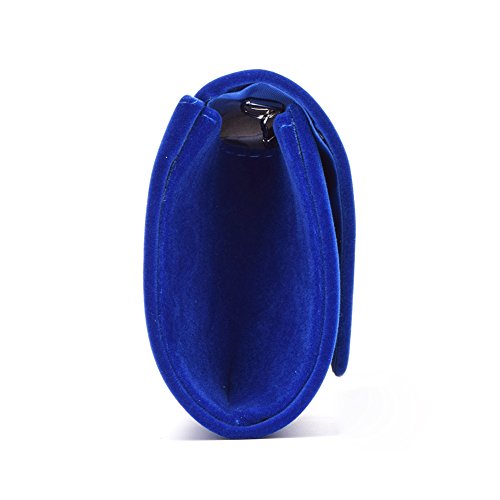 U-Story Women's Evening Wedding Party Velvet Envelope Clutch Bag Tote Purse Handbag (Blue)