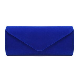 U-Story Women's Evening Wedding Party Velvet Envelope Clutch Bag Tote Purse Handbag (Blue)