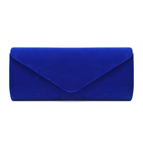 U-Story Women's Evening Wedding Party Velvet Envelope Clutch Bag Tote Purse Handbag (Blue)