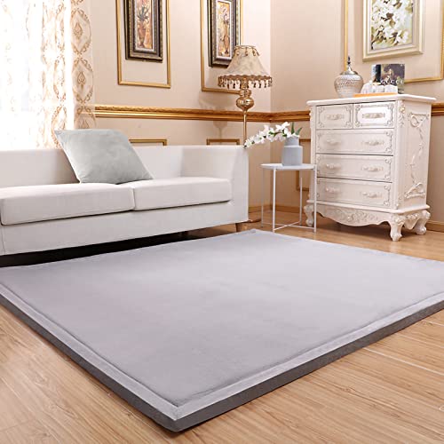 Eanpet Soft Tatami Mat 5' x 7' Area Rug Pad Non-Slip Memory Foam Carpet Large Playmats for Kids Crawling Mat Anti-Skid Doormats Living Room Bedroom Mat Women Gym Mat (Grey)