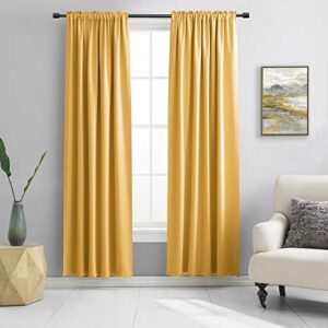 donren gold yellow blackout thermal insulated curtain panels for bedroom – 2 panels 84 inch length curtains room darkening rod pocket curtain drapes(42 wide x 84 inches long)