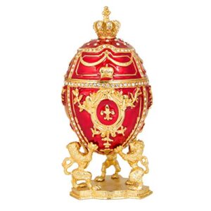 qifu vintaga faberge egg replica hinged jewelry trinket box hand painted collectible figurine unique gift home decor