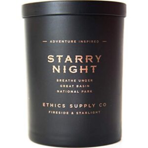 ethics supply co. starry night candle | 12 oz | rich musk, bristlecone pine, sandalwood | infused with essential oils & a premium grade of aromatic oils | 60 hour burn time