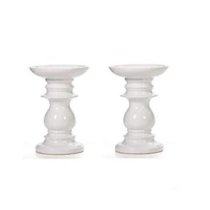 hosley set of 2 ceramic white pillar candle holders 6 inch high ideal for led and pillar candles gifts for wedding party home spa reiki aromatherapy votive candle gardens w5