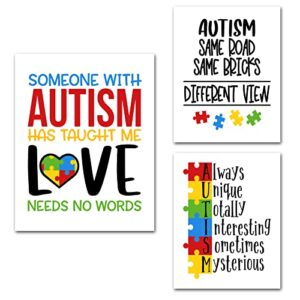 simply remarkable set of 3 autism poster prints autism awareness home decor autistic spectrum (8×10, set of 3)