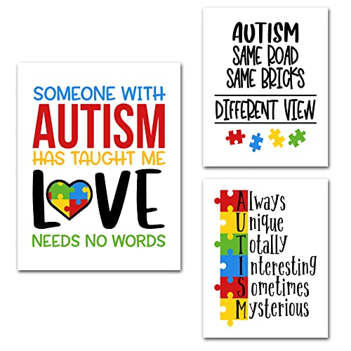 Simply Remarkable Set of 3 Autism Poster Prints Autism Awareness Home Decor Autistic Spectrum (8x10, Set of 3)