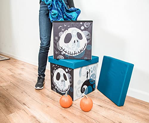 Disney The Nightmare Before Christmas Jack & Sally 15-Inch Storage Bin Cube Organizers, Set of 2 | Fabric Basket Container, Cubby Closet Organizer, Home Decor for Playroom | Gifts and Collectibles