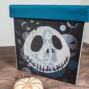 Disney The Nightmare Before Christmas Jack & Sally 15-Inch Storage Bin Cube Organizers, Set of 2 | Fabric Basket Container, Cubby Closet Organizer, Home Decor for Playroom | Gifts and Collectibles