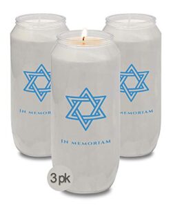 yahrzeit memorial candles – yahrzeit candle 7-day burn time – 3 pack