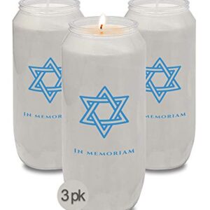 Yahrzeit Memorial Candles - Yahrzeit Candle 7-Day Burn Time - 3 Pack