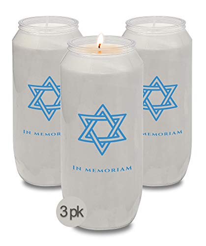 Yahrzeit Memorial Candles - Yahrzeit Candle 7-Day Burn Time - 3 Pack
