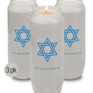 Yahrzeit Memorial Candles - Yahrzeit Candle 9-Day Burn Time - 3 Pack