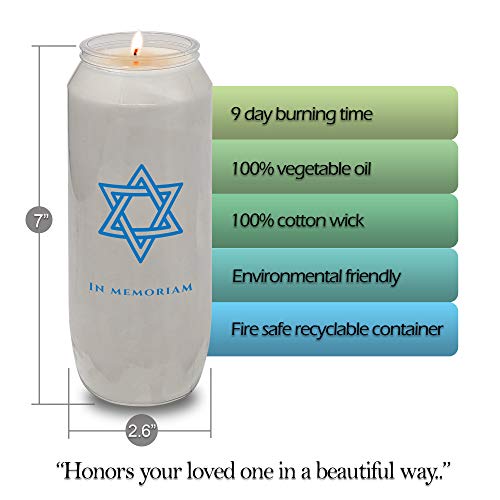 Yahrzeit Memorial Candles - Yahrzeit Candle 9-Day Burn Time - 3 Pack