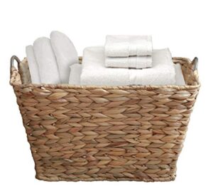 vintiquewise water hyacinth wicker large square storage laundry basket with handles