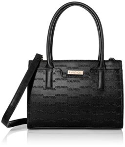nautica womens sandy jr. top handel with removable crossbody strap satchel bag, black( embossed logo), one size us
