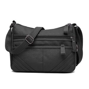 volganik rock women crossbody bag pocketbooks soft pu leather handbags multi pocket lightweight shoulder purse medium