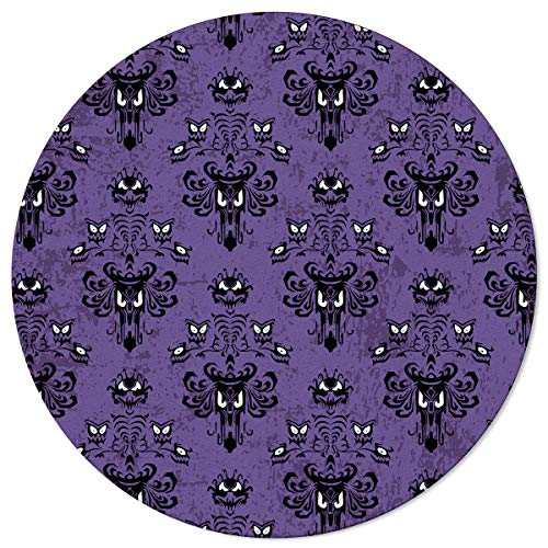 Halloween Area Rugs 3ft Haunted Mansion Design Ghost Grimace Carpets for Living Bedroom Soft Kids Play Mats Nursery Round Rugs Non-Slip Backing Home Decor