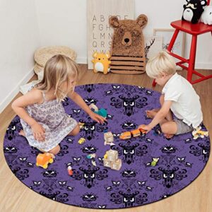 Halloween Area Rugs 3ft Haunted Mansion Design Ghost Grimace Carpets for Living Bedroom Soft Kids Play Mats Nursery Round Rugs Non-Slip Backing Home Decor