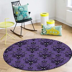 Halloween Area Rugs 3ft Haunted Mansion Design Ghost Grimace Carpets for Living Bedroom Soft Kids Play Mats Nursery Round Rugs Non-Slip Backing Home Decor