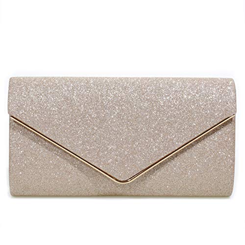 Mansherry Evening Bag Clutch Purses for Women, Ladies Sparkling Party Handbag Wedding Bag Purse Champagne