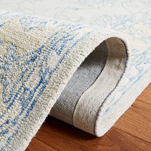 SAFAVIEH Micro-Loop Collection 8' x 10' Blue / Beige MLP535M Handmade Premium Wool Area Rug