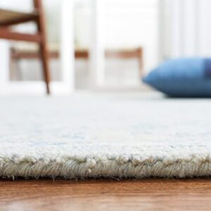SAFAVIEH Micro-Loop Collection 8' x 10' Blue / Beige MLP535M Handmade Premium Wool Area Rug