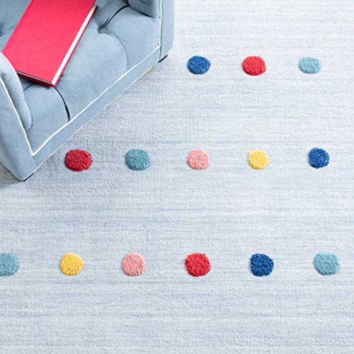 SAFAVIEH Kids Collection 5' x 8' Grey SFK803F Handmade Polka Dot Wool Area Rug