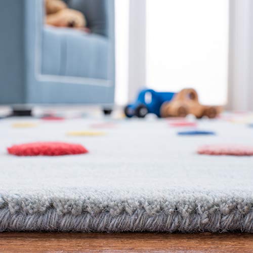 SAFAVIEH Kids Collection 5' x 8' Grey SFK803F Handmade Polka Dot Wool Area Rug