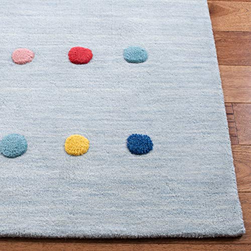 SAFAVIEH Kids Collection 5' x 8' Grey SFK803F Handmade Polka Dot Wool Area Rug