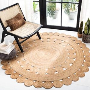 safavieh natural fiber round collection 5′ round natural nfb308a handmade boho country charm jute area rug