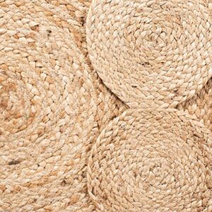 SAFAVIEH Natural Fiber Round Collection 5' Round Natural NFB308A Handmade Boho Country Charm Jute Area Rug