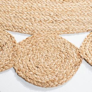 SAFAVIEH Natural Fiber Round Collection 5' Round Natural NFB308A Handmade Boho Country Charm Jute Area Rug