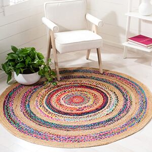 safavieh natural fiber round collection 4′ round pink nfb301u handmade boho country charm jute area rug