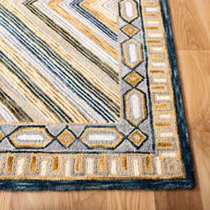 SAFAVIEH Aspen Collection 8' x 10' Navy / Gold APN809N Handmade Boho Wool Area Rug