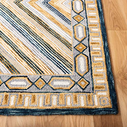 SAFAVIEH Aspen Collection 8' x 10' Navy / Gold APN809N Handmade Boho Wool Area Rug