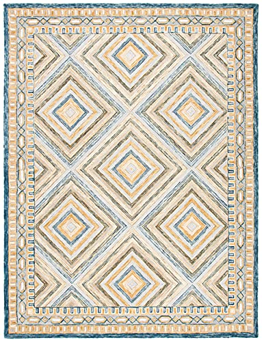 SAFAVIEH Aspen Collection 8' x 10' Navy / Gold APN809N Handmade Boho Wool Area Rug