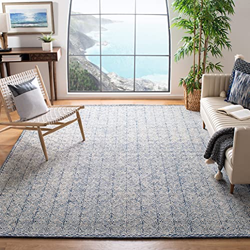 SAFAVIEH Micro-Loop Collection 9' x 12' Navy/Ivory MLP526N Handmade Premium Wool Area Rug