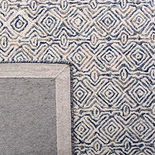 SAFAVIEH Micro-Loop Collection 9' x 12' Navy/Ivory MLP526N Handmade Premium Wool Area Rug