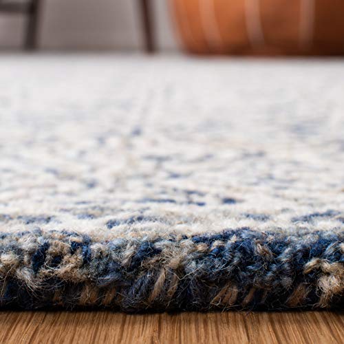 SAFAVIEH Micro-Loop Collection 9' x 12' Navy/Ivory MLP526N Handmade Premium Wool Area Rug