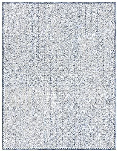 SAFAVIEH Micro-Loop Collection 9' x 12' Navy/Ivory MLP526N Handmade Premium Wool Area Rug