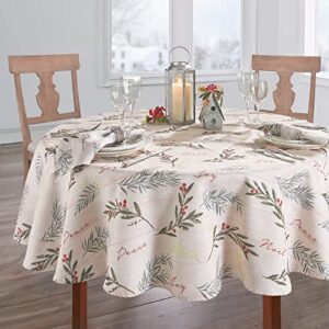 elrene home fashions holiday tree trimmings fabric tablecloth, christmas tablecloth, 60″x84″, oval