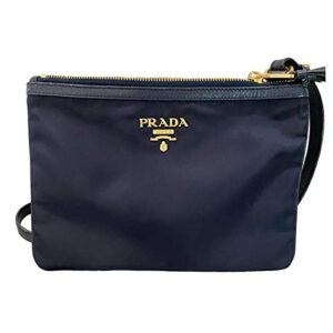 prada tessuto nylon blue double zip calf leather crossbody bag 1bh046