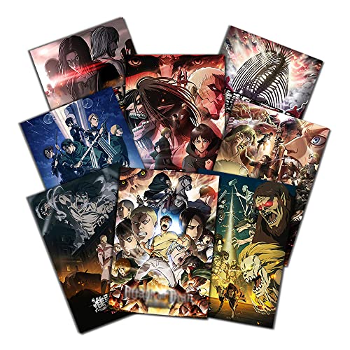 ePanda Manga AOT Poster Eren Jaeger Poster Eren Yeager Attack Anime on Titan Poster HD Printing Poster for Living Room Bedroom Boy Wall Art Decor,Kit,Set of 8 pcs,11.5" x 16.5"